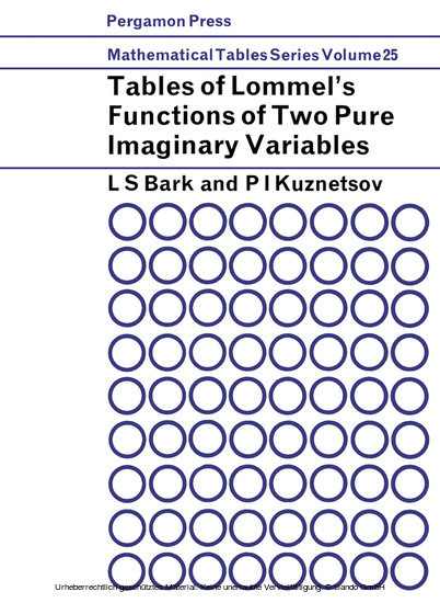 Tables of Lommel's Functions of Two Pure Imaginary Variables main product photo