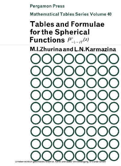 Tables and Formulae for the Spherical Functions Pm - ½ + i t (Z) main product photo