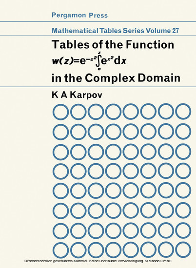 Tables of the Function w (z)- e-z2 ? ex2 dx main product photo