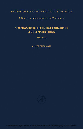 Stochastic Differential Equations and Applications main product photo