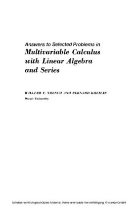 Answers to Selected Problems in Multivariable Calculus with Linear Algebra and Series