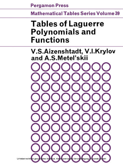 Tables of Laguerre Polynomials and Functions main product photo