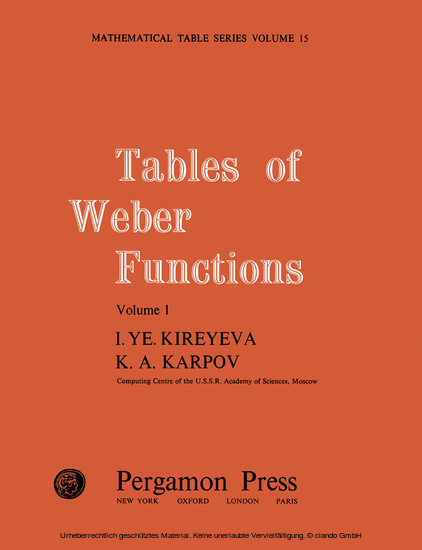 Tables of Weber Functions main product photo