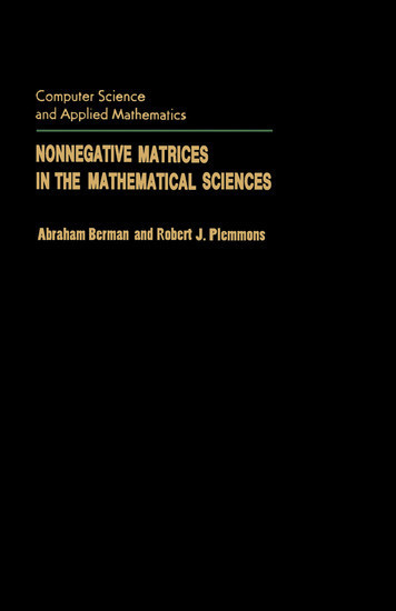 Nonnegative Matrices in the Mathematical Sciences main product photo