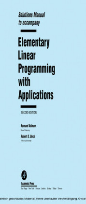 Solutions Manual to accompany Elementary Linear Programming with Applications