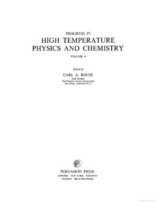Progress in High Temperature Physics and Chemistry