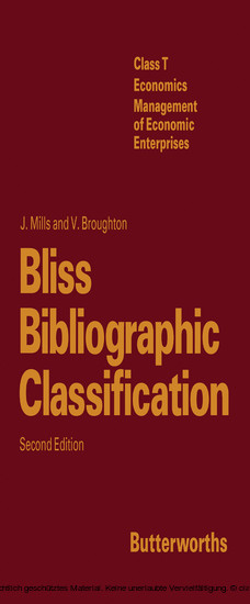 Bliss Bibliographic Classification main product photo