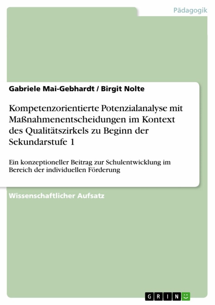 Kompetenzorientierte Potenzialanalyse mit Maßnahmenentscheidungen im Kontext des Qualitätszirkels zu Beginn der Sekundarstufe 1 main product photo