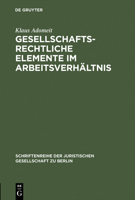 Gesellschaftsrechtliche Elemente im Arbeitsverhältnis main product photo