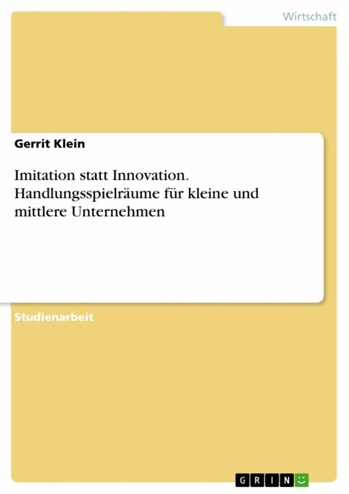 Imitation statt Innovation. Handlungsspielräume für kleine und mittlere Unternehmen main product photo