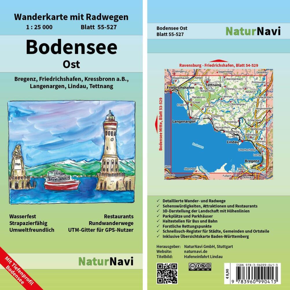 NaturNavi Wanderkarte mit Radwegen Bodensee Ost main product photo