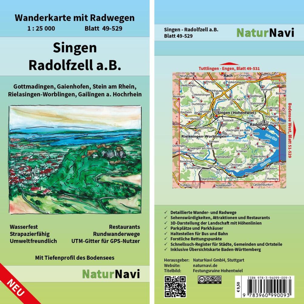NaturNavi Wanderkarte mit Radwegen Singen - Radolfzell a.B. main product photo