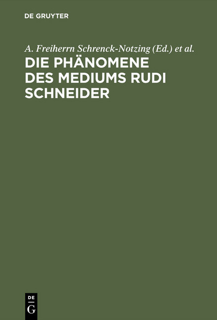 Die Phänomene des Mediums Rudi Schneider main product photo