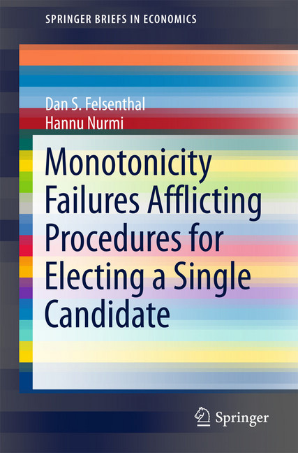 Monotonicity Failures Afflicting Procedures for Electing a Single Candidate main product photo