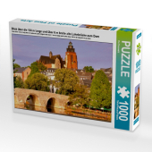Blick über die 104 m lange und über 6 m breite alte Lahnbrücke zum Dom (Puzzle)
