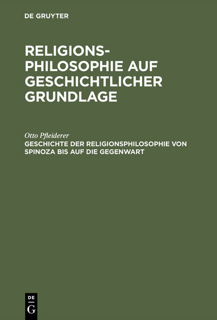 Geschichte der Religionsphilosophie von Spinoza bis auf die Gegenwart main product photo