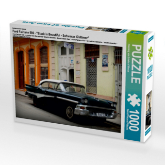 CALVENDO Puzzle Ford Fairlane 500 - Ein Motiv aus dem Kalender "Black is Beautiful - Schwarze Oldtimer" | 1000 Teile Lege-Größe 64x48cm Foto-Puzzle für glückliche Stunden