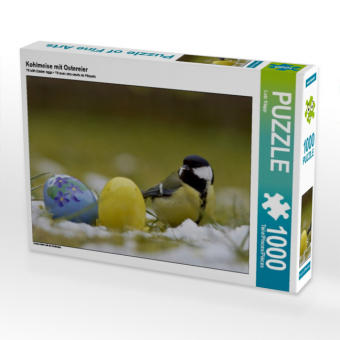 CALVENDO Puzzle Kohlmeise mit Ostereier | 1000 Teile Lege-Größe 64x48cm Foto-Puzzle für glückliche Stunden