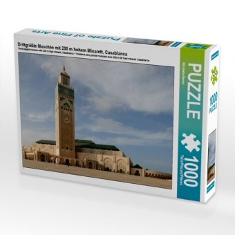 CALVENDO Puzzle Drittgrößte Moschée mit 200 m hohem Minarett, Casablanca 1000 Teile Puzzle quer | 1000 Teile Lege-Größe 64 × 48 cm Foto-Puzzle für glückliche Stunden