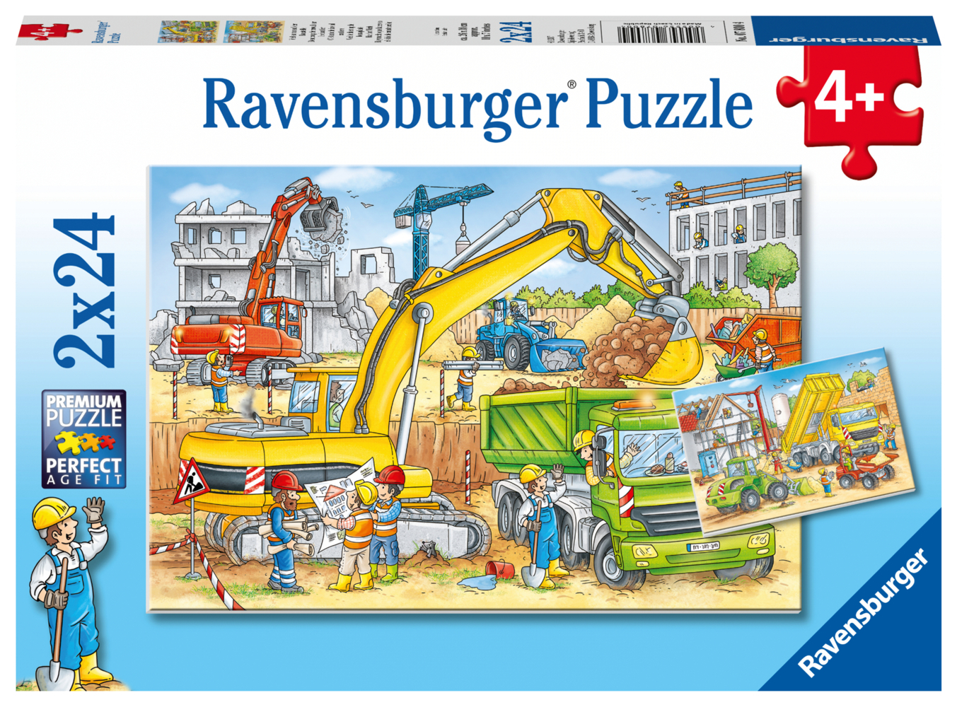 Ravensburger Kinderpuzzle - 07800 Viel zu tun auf der Baustelle - Puzzle für Kinder ab 4 Jahren, mit 2x24 Teilen main product photo