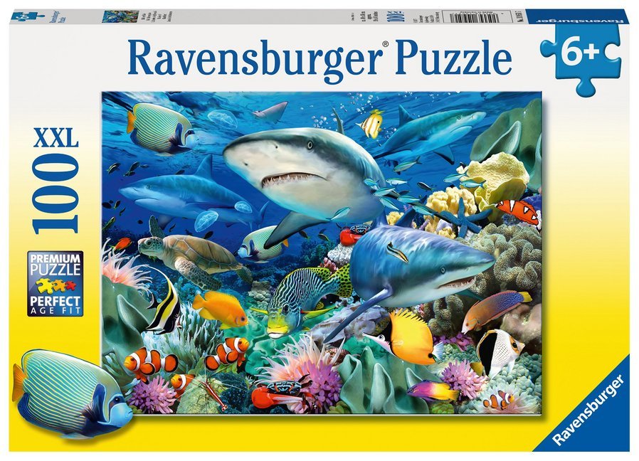 Ravensburger Kinderpuzzle - 10951 Riff der Haie - Unterwasserwelt-Puzzle für Kinder ab 6 Jahren, mit 100 Teilen im XXL-Format main product photo