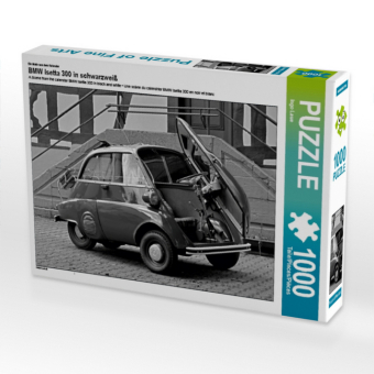CALVENDO Puzzle Ein Motiv aus dem Kalender BMW Isetta 300 in schwarzweiß | 1000 Teile Lege-Größe 64x48cm Foto-Puzzle für glückliche Stunden