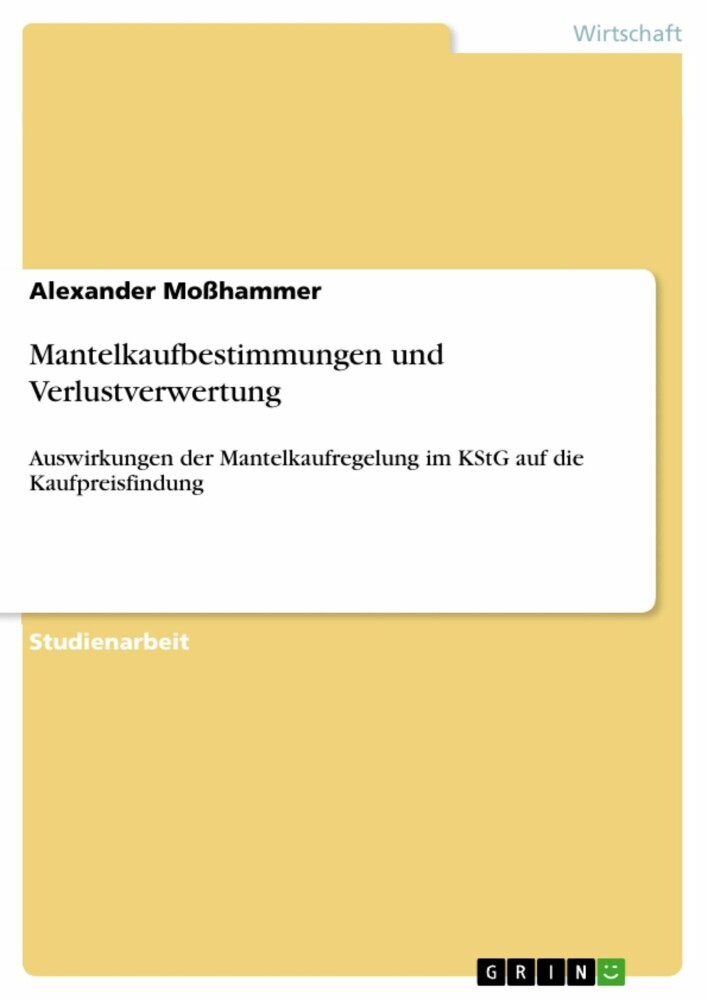 Mantelkaufbestimmungen und Verlustverwertung main product photo