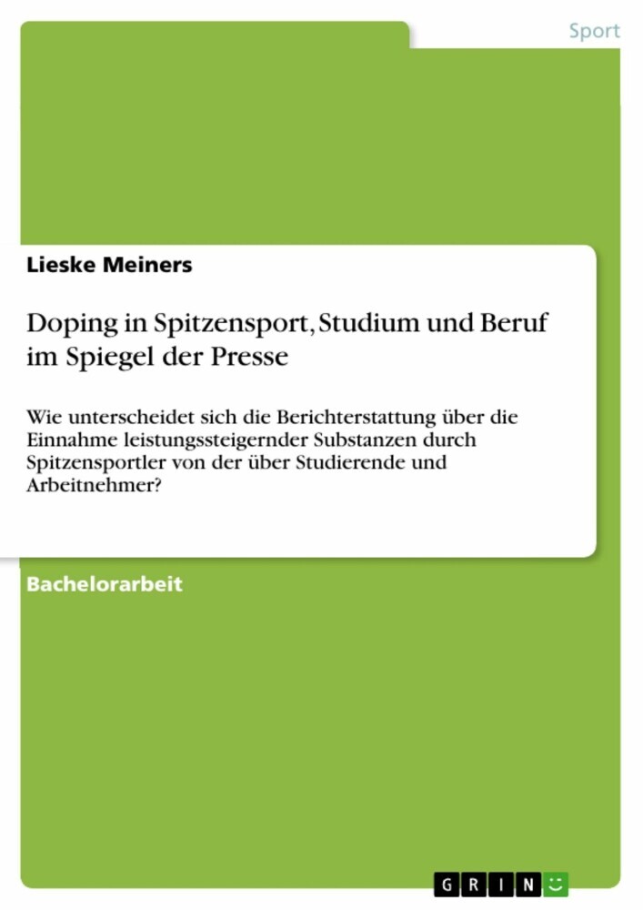 Doping in Spitzensport, Studium und Beruf im Spiegel der Presse main product photo