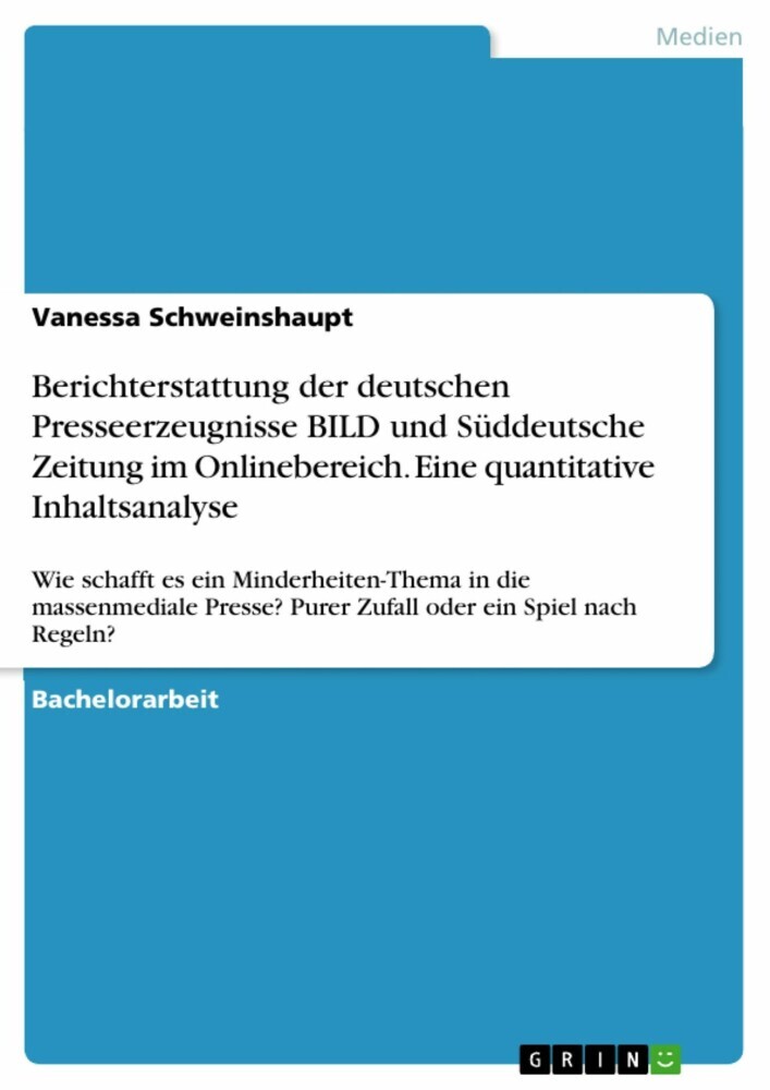 Berichterstattung der deutschen Presseerzeugnisse BILD und Süddeutsche Zeitung im Onlinebereich. Eine quantitative Inhaltsanalyse main product photo