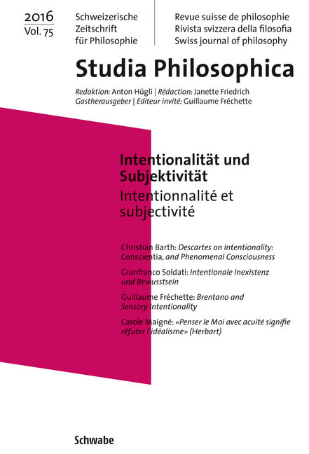 Intentionalität und Subjektivität - Schweizerische Zeitschrift für Philosophie main product photo