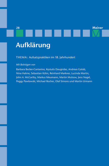 Aufklärung, Band 28: Aufsatzpraktiken im 18. Jahrhundert main product photo