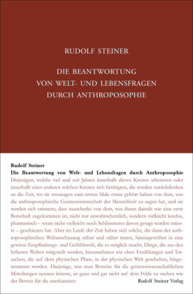 Die Beantwortung von Welt- und Lebensfragen durch Anthroposophie
