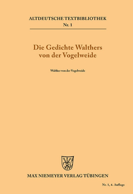 Die Gedichte Walthers von der Vogelweide main product photo