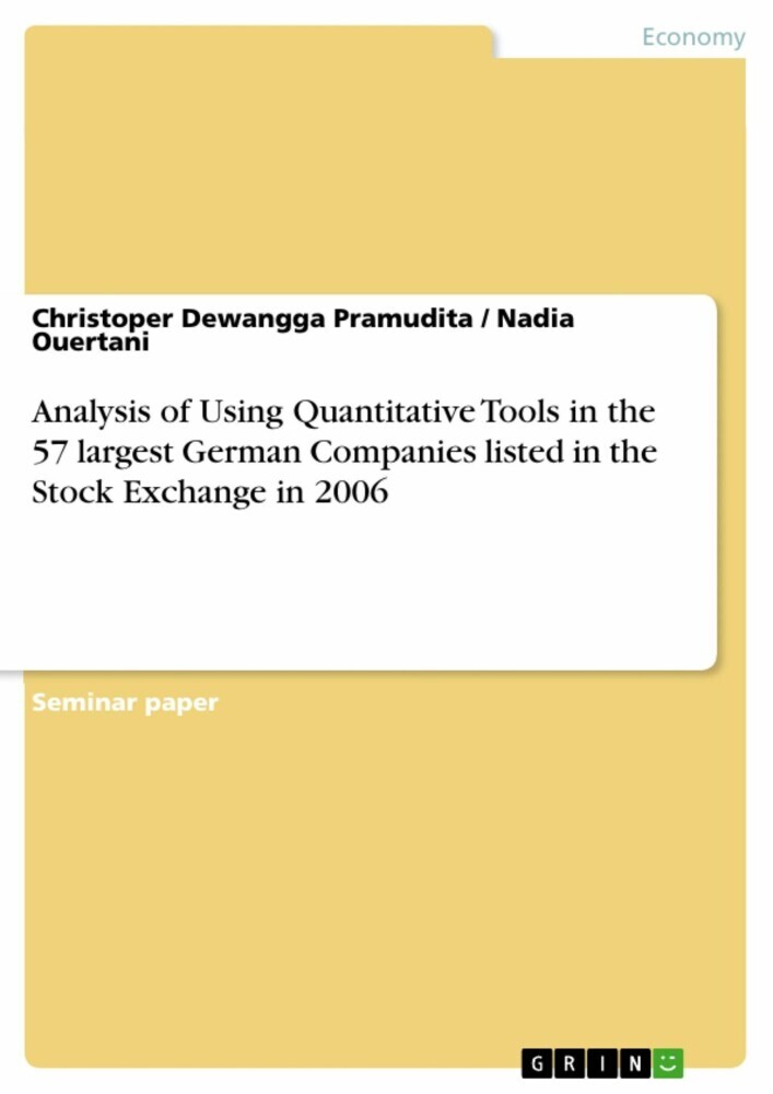 Analysis of Using Quantitative Tools in the 57 largest German Companies listed in the Stock Exchange in 2006 main product photo