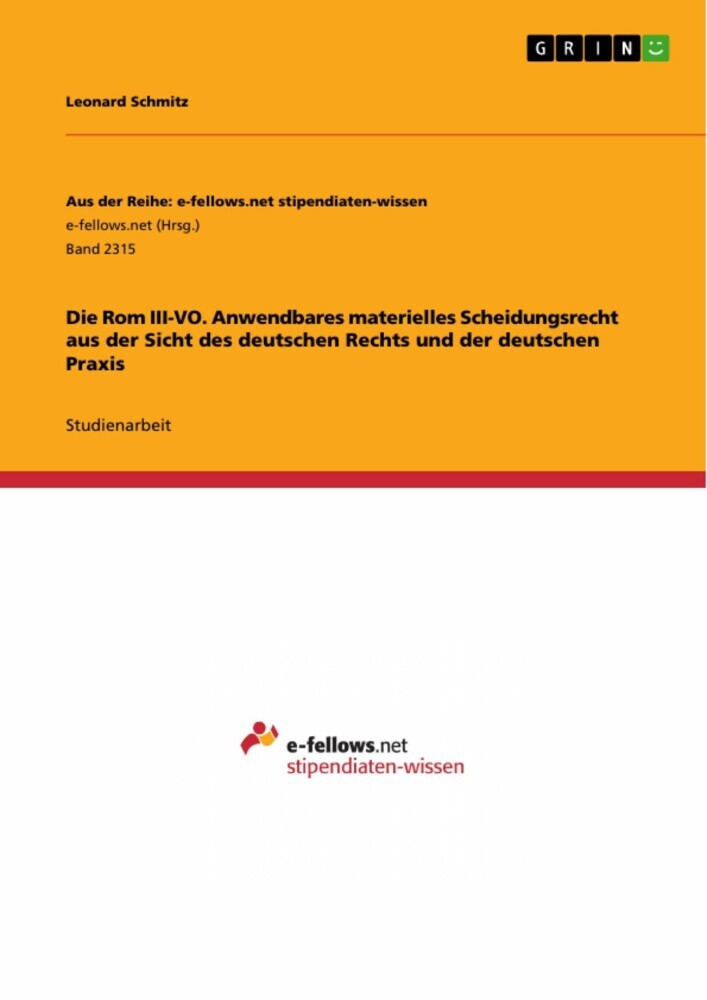 Die Rom III-VO. Anwendbares materielles Scheidungsrecht aus der Sicht des deutschen Rechts und der deutschen Praxis main product photo
