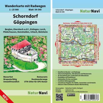 NaturNavi Wanderkarte mit Radwegen Schorndorf - Göppingen