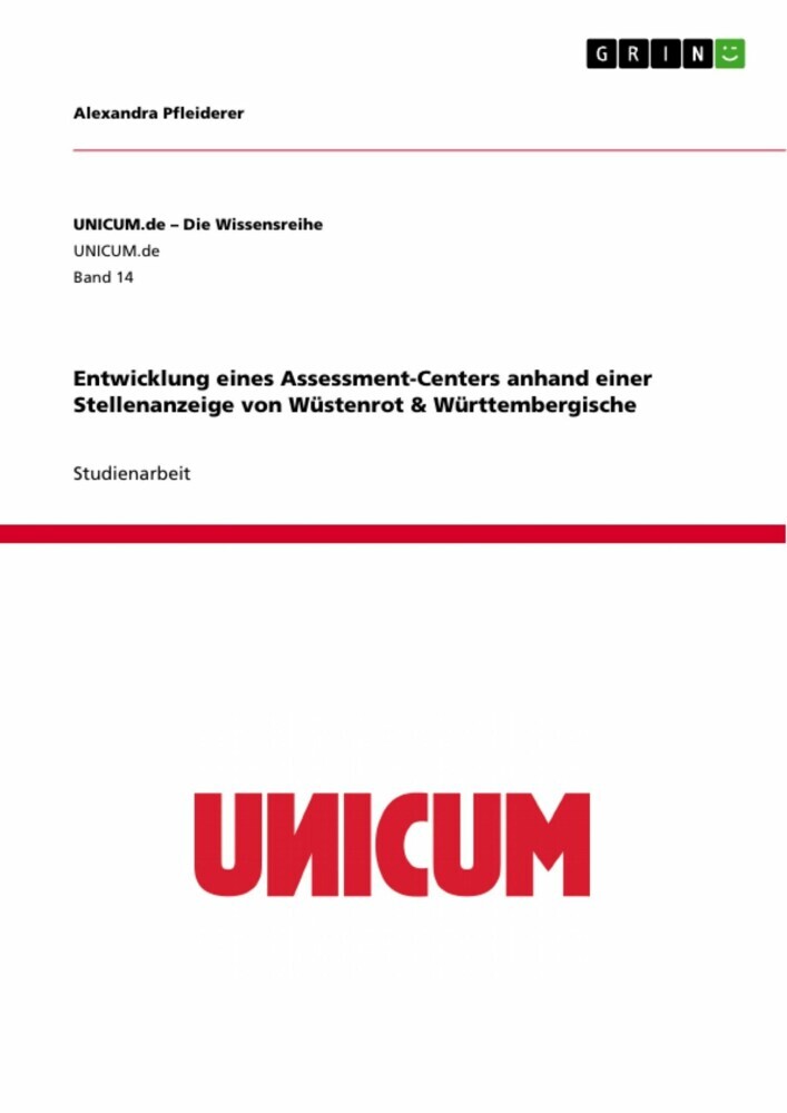 Entwicklung eines Assessment-Centers anhand einer Stellenanzeige von Wüstenrot & Württembergische main product photo