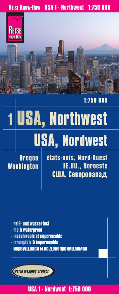 Reise Know-How Landkarte USA 01, Nordwest (1:750.000) : Washington und Oregon main product photo