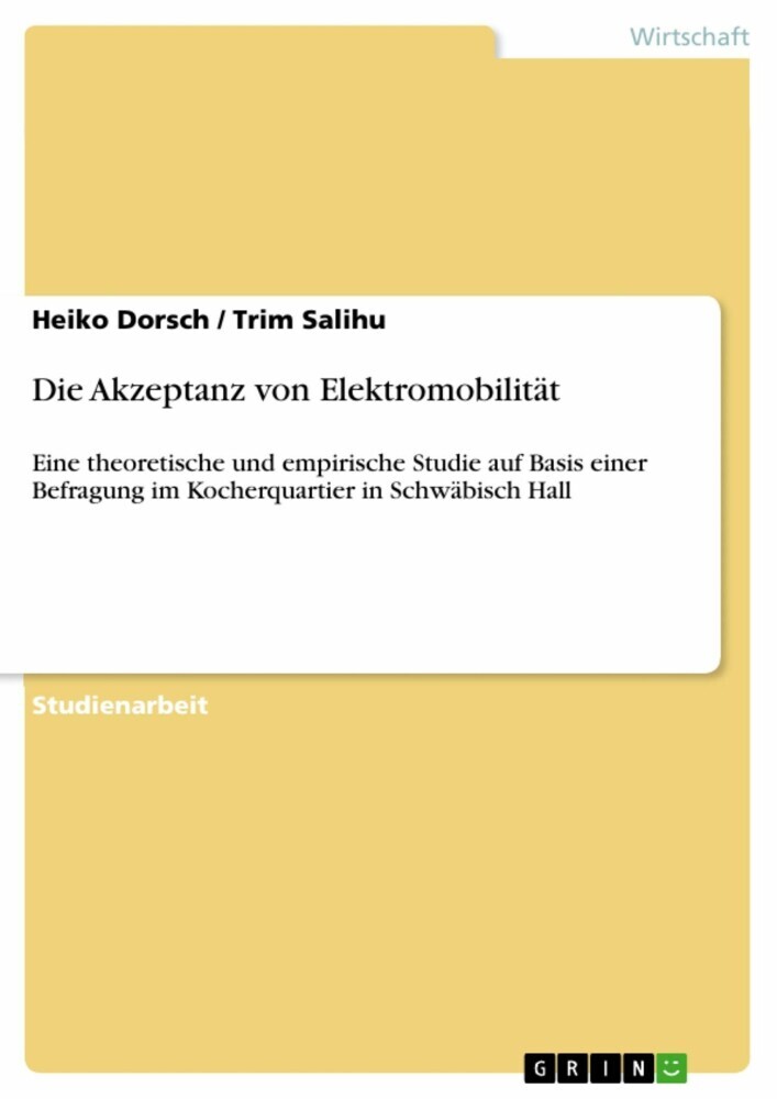 Die Akzeptanz von Elektromobilität main product photo