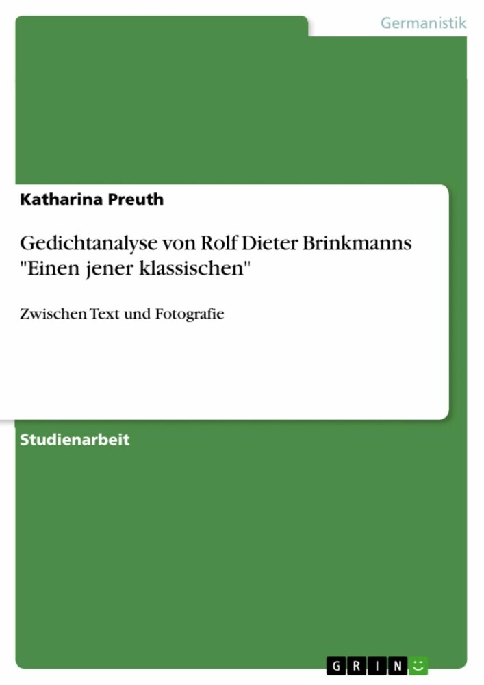Gedichtanalyse von Rolf Dieter Brinkmanns 'Einen jener klassischen' main product photo