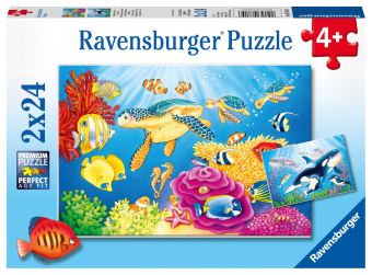 Ravensburger Kinderpuzzle - 07815 Kunterbunte Unterwasserwelt - Puzzle für Kinder ab 4 Jahren, mit 2x24 Teilen