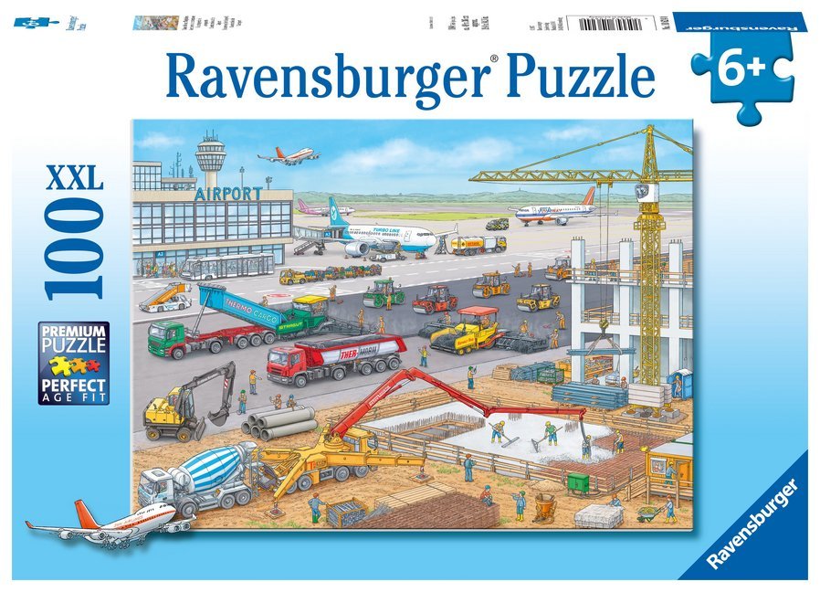 Ravensburger Kinderpuzzle - 10624 Baustelle am Flughafen - Puzzle für Kinder ab 6 Jahren, mit 100 Teilen im XXL-Format main product photo