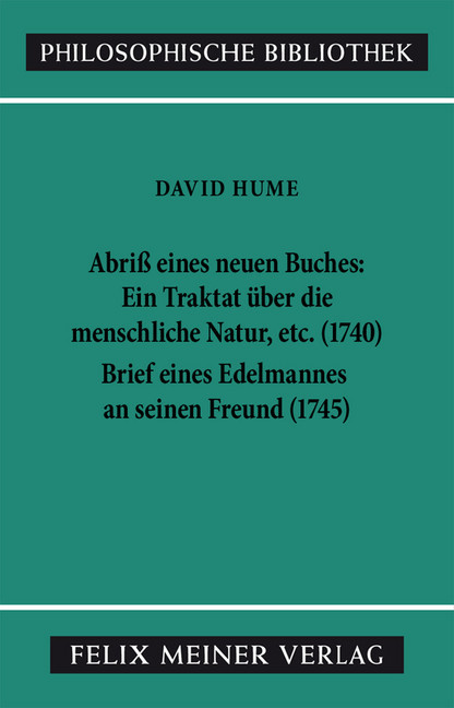 Abriss eines neuen Buches, betitelt: Ein Traktat über die menschliche Natur, etc. Brief eines Edelmannes an seinen Freund in Edinburgh main product photo