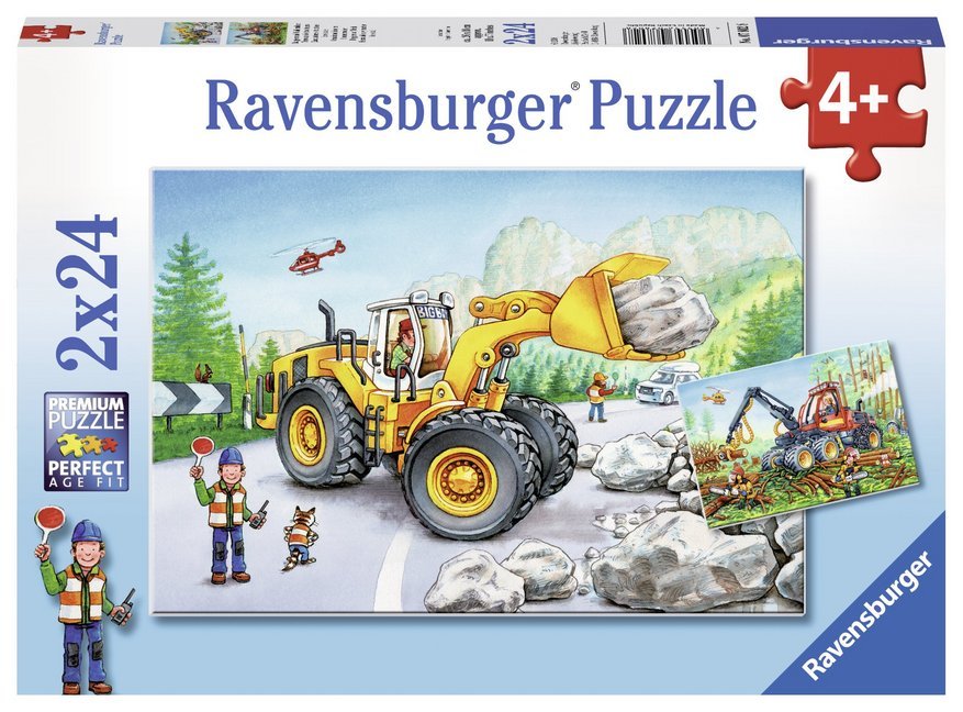 Ravensburger Kinderpuzzle - 07802 Bagger und Waldtraktor - Puzzle für Kinder ab 4 Jahren, mit 2x24 Teilen main product photo