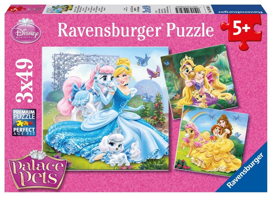 Ravensburger Kinderpuzzle - 09346 Palace Pets - Belle, Cinderella und Rapunzel - Puzzle für Kinder ab 5 Jahren, Disney-Puzzle mit 3x49 Teilen main product photo