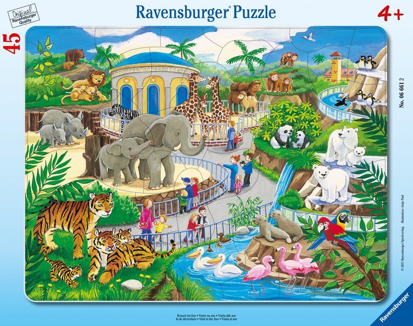 Ravensburger Kinderpuzzle - 06661 Besuch im Zoo - Rahmenpuzzle für Kinder ab 4 Jahren, mit 45 Teilen main product photo