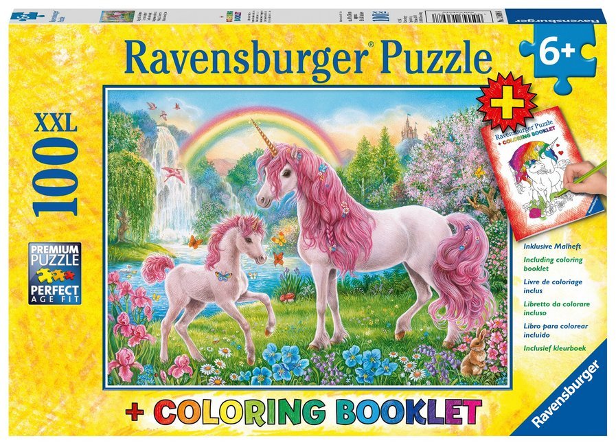 Ravensburger Kinderpuzzle - 13698 Magische Einhörner - Einhorn-Puzzle für Kinder ab 6 Jahren, mit 100 Teilen im XXL-Format, inklusive Malheft main product photo