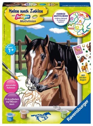 Ravensburger Malen nach Zahlen 28326 - Pferd mit Fohlen - Kinder ab 7 Jahren