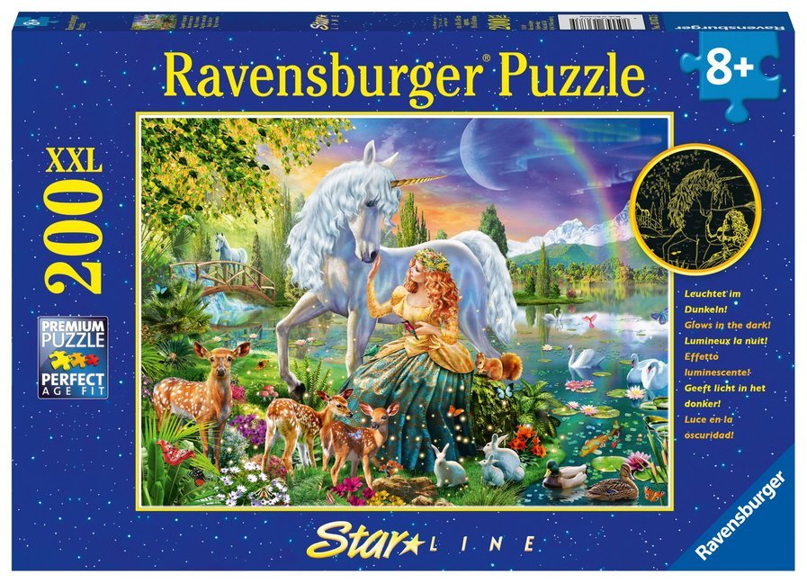 Ravensburger Kinderpuzzle - 13673 Magische Begegnung - Einhorn-Leuchtpuzzle für Kinder ab 8 Jahren, mit 200 Teilen im XXL-Format, Leuchtet im Dunkeln main product photo