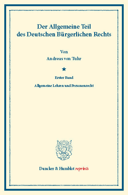 Der Allgemeine Teil des Deutschen Bürgerlichen Rechts. main product photo